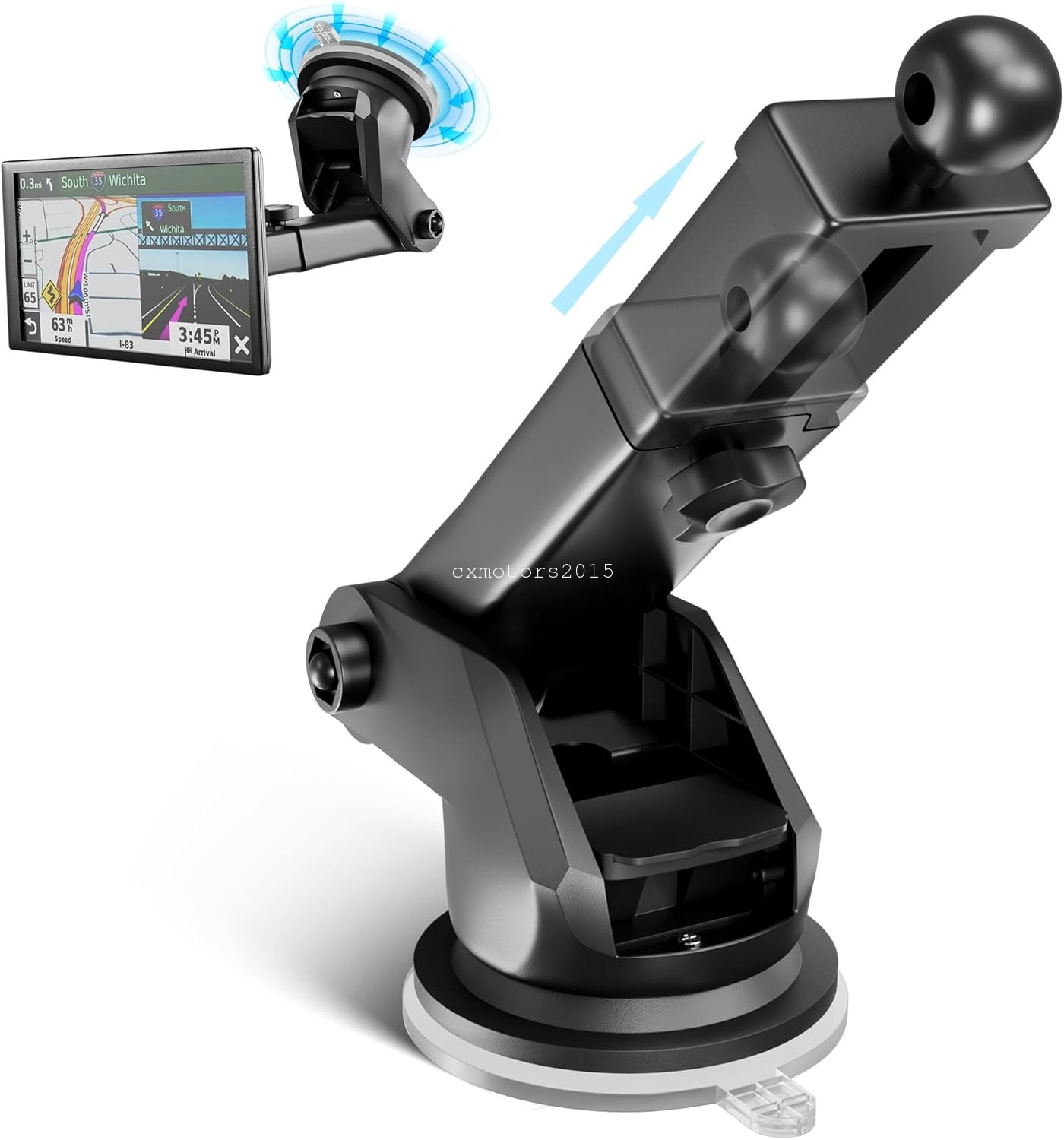 GPS Holder Suction Cup w/ Telescopic Arm for Garmin Dashboard & Windshield Mount