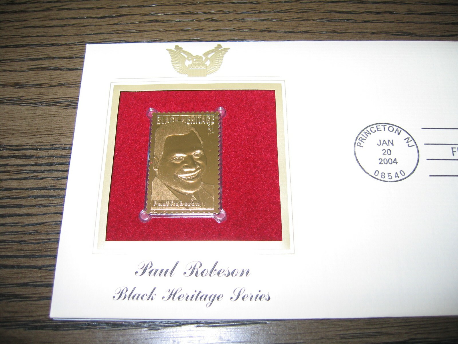 2004 Paul Robeson Black Heritage Series Gold GOLDEN Cover Replica Stamp