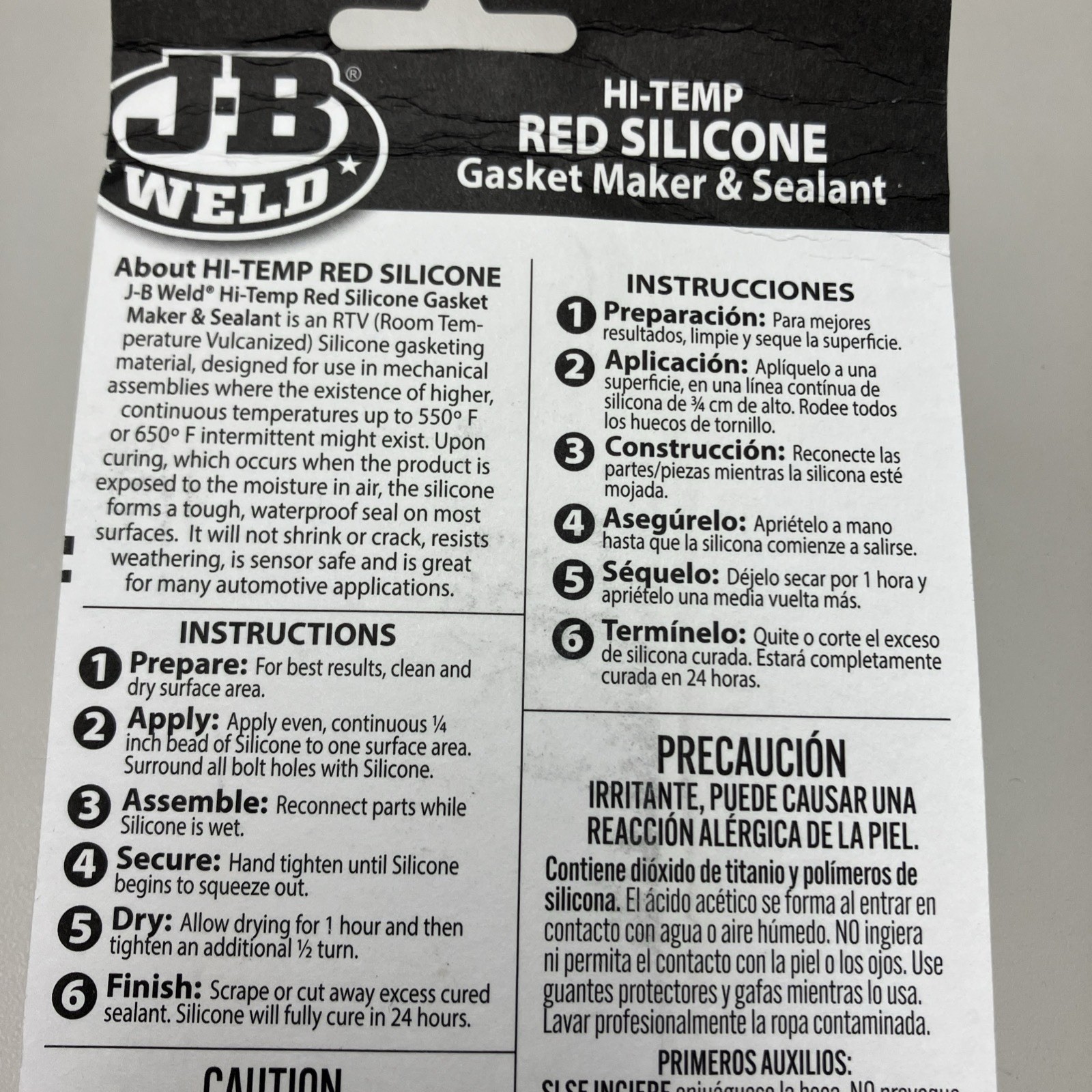 JB Weld 31314 High Temperature Red Acetoxy Silicone Sealant 3 Oz Free Shipping