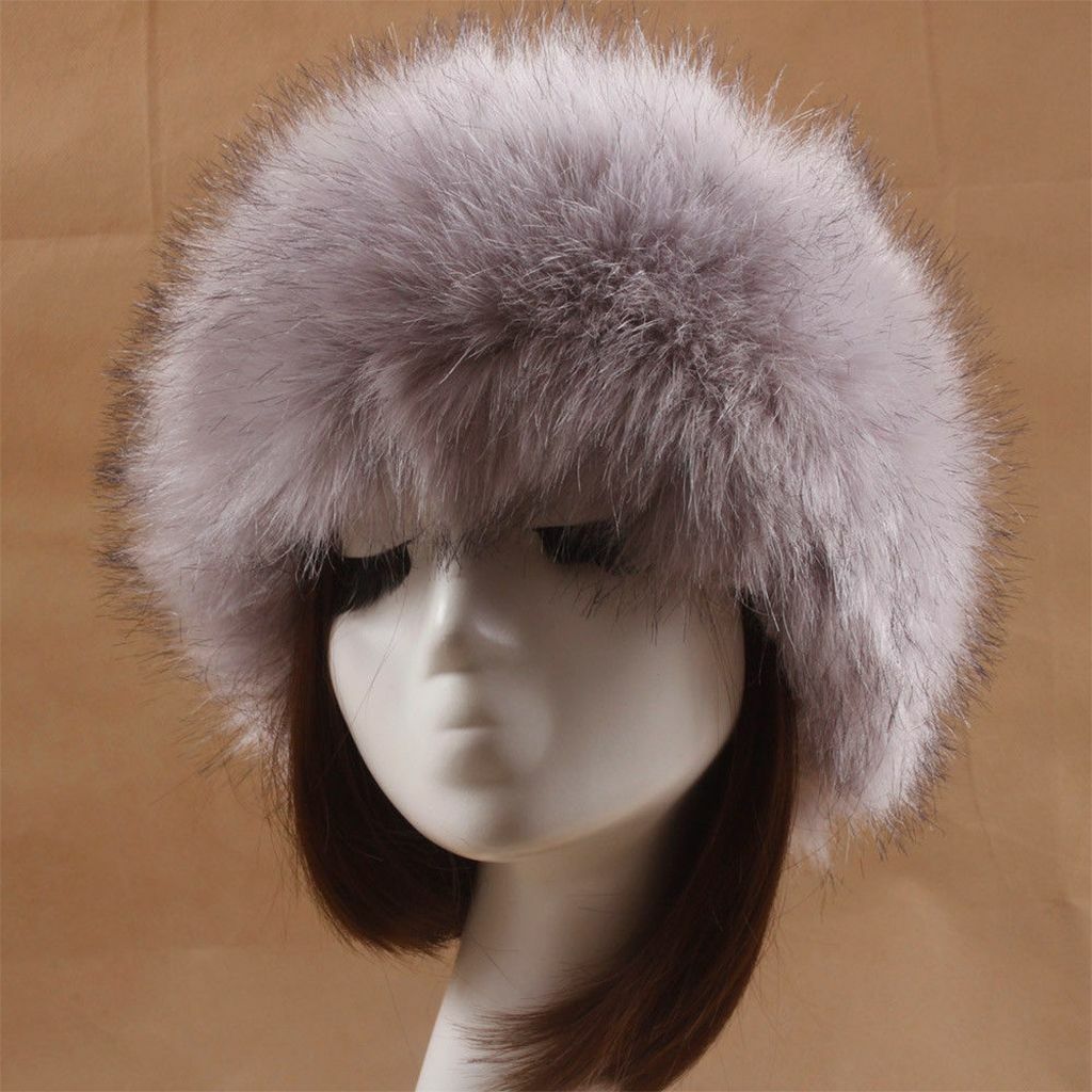 Women's Winter Russian Fluffy Faux Fur Headband Hat Thick Ear Warm Snow Ski Cap