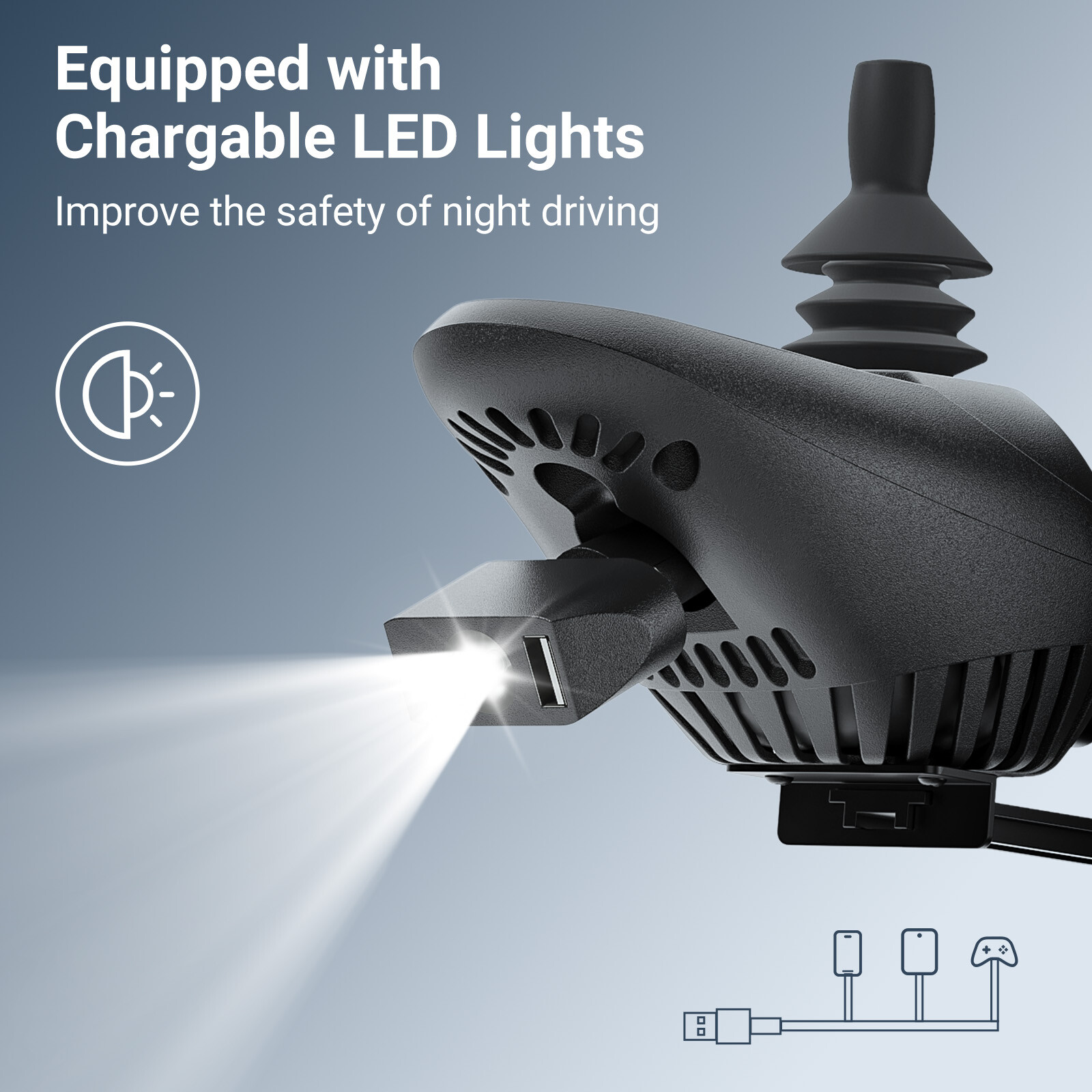 34.3lbs Ultra-Lightweight Electric Wheelchair 300lbs Capacity Foldable for Adult