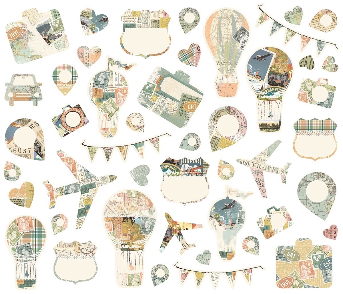 Simple Stories Bits & Pieces - Traveler - Collage Bits and Pieces - 46 Pieces