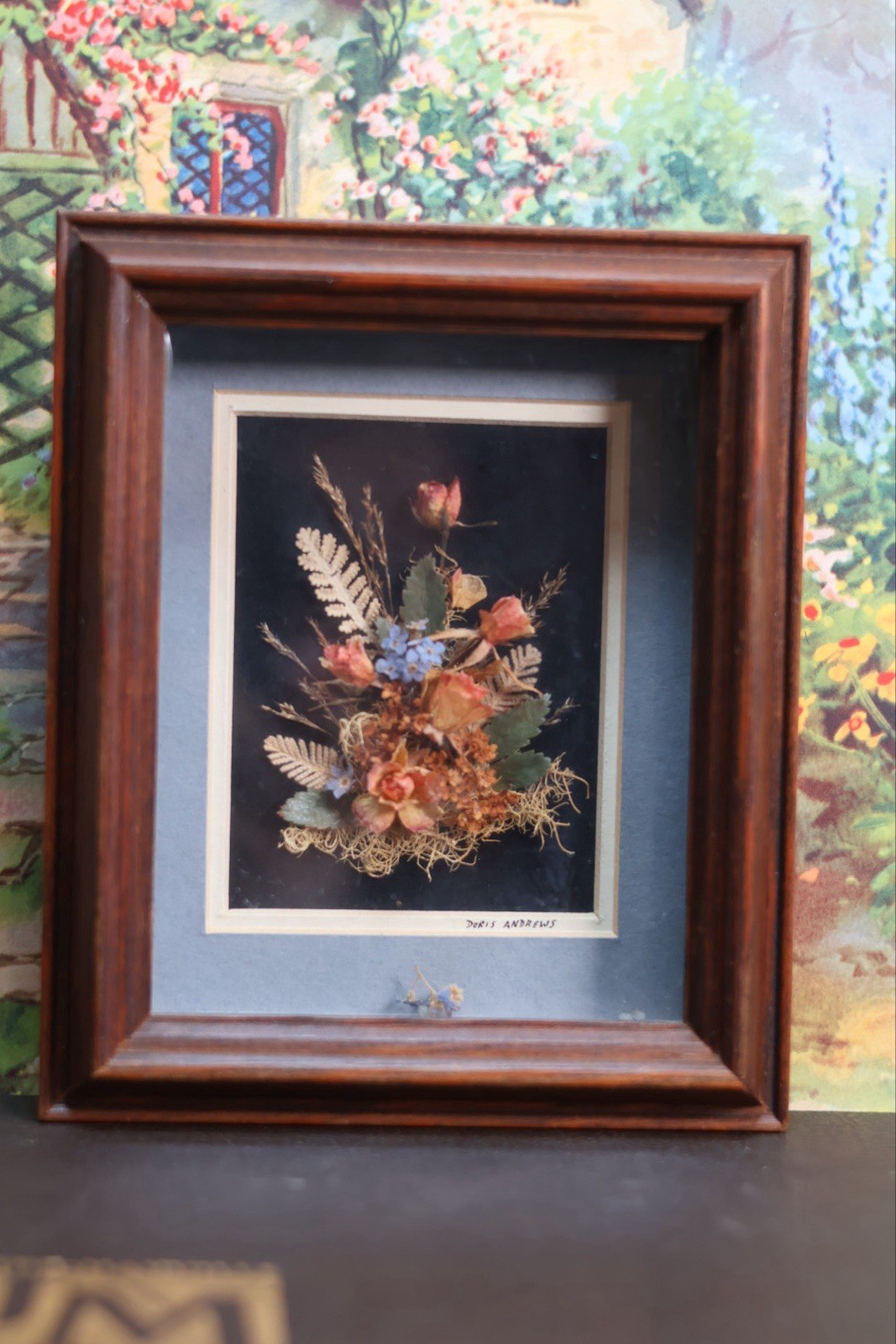 Vintage Pressed Flower Art Lot of 4 Framed Botanical Originals Doris Andrews