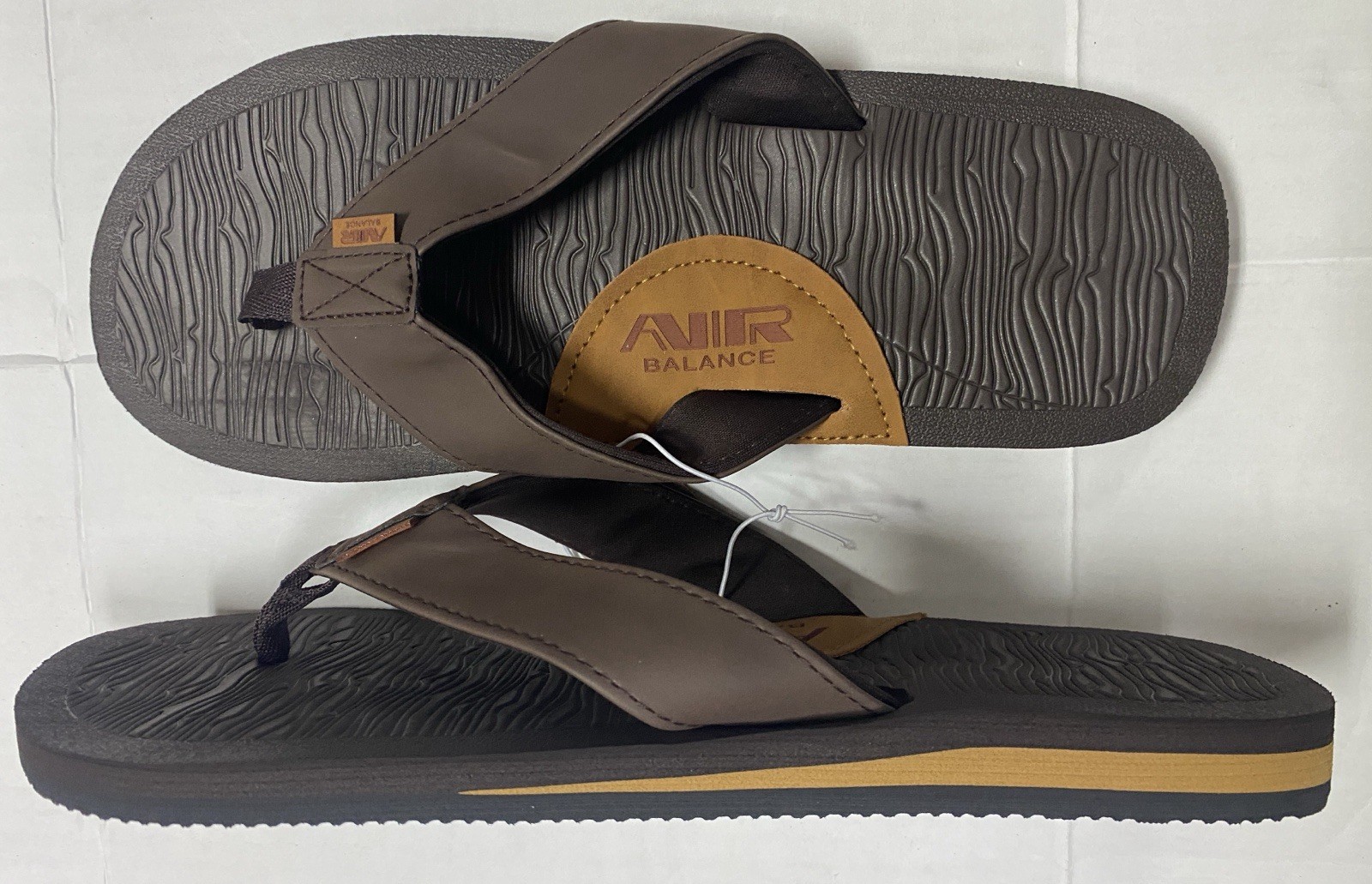Air Balance Brown Sandals Flip Flops Men's Size 13 14 15 Surf Beach