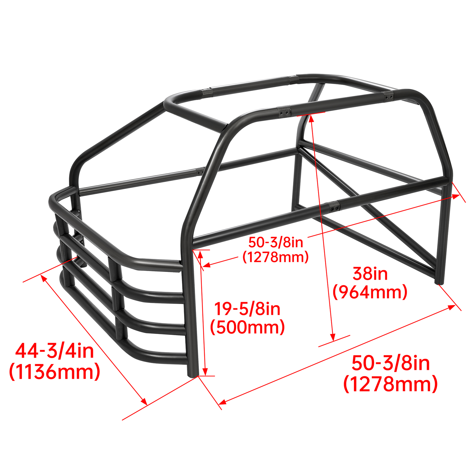 Universal Roll Cage Kit Steel Standard Roll Bars Repalcement For ALL 22107 Black