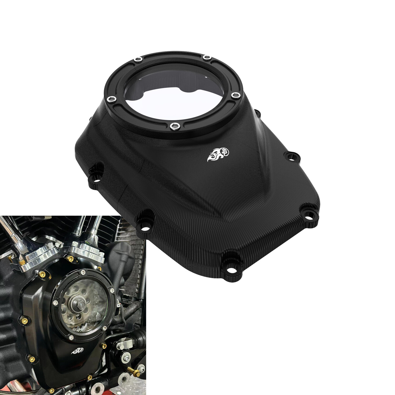 Black M8 Engine Transparent Camshaft Cover for Harley Softail Fat Boy FLSL FXLRS