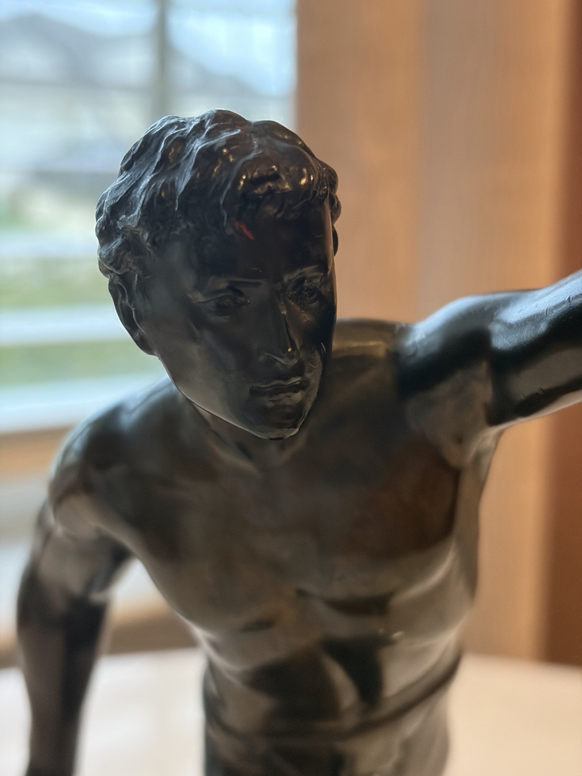 Antique Art Deco Male Athlete Statue | Bronze-Finish Spelter | c. 1930s