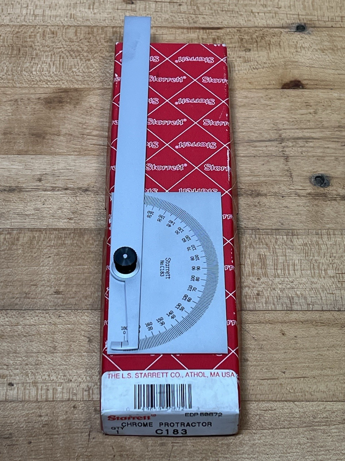 STARRETT C183 Manual-Reading Chrome Protractor EDP: 50672 - 1° Grad.  - NEW -USA