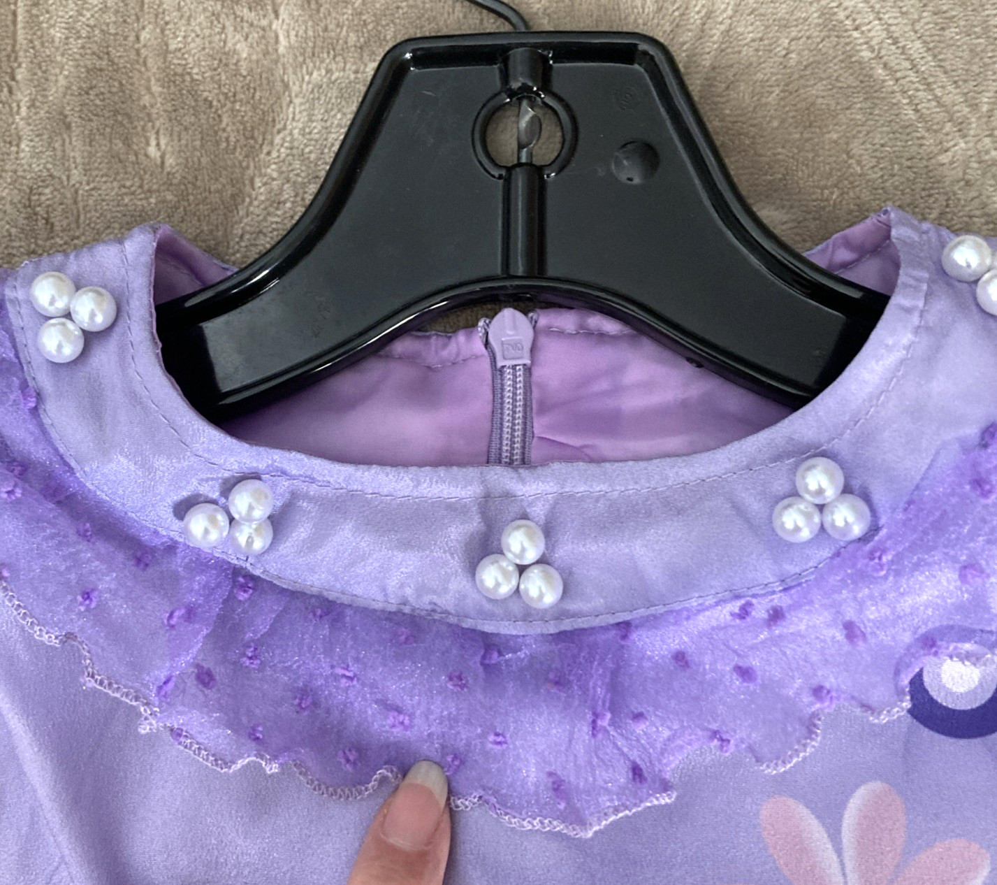 Party Dress Girls Floral Purple Lace Layered Embellished Pearls Size 6/7