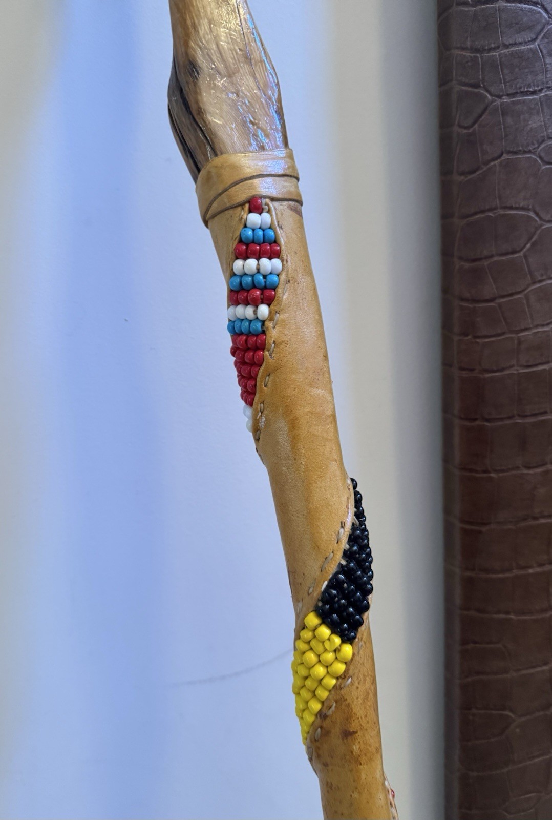 Vintage Handmade Unique Rare Indian Walking Cane Menominee Indian Tribe 41” Long