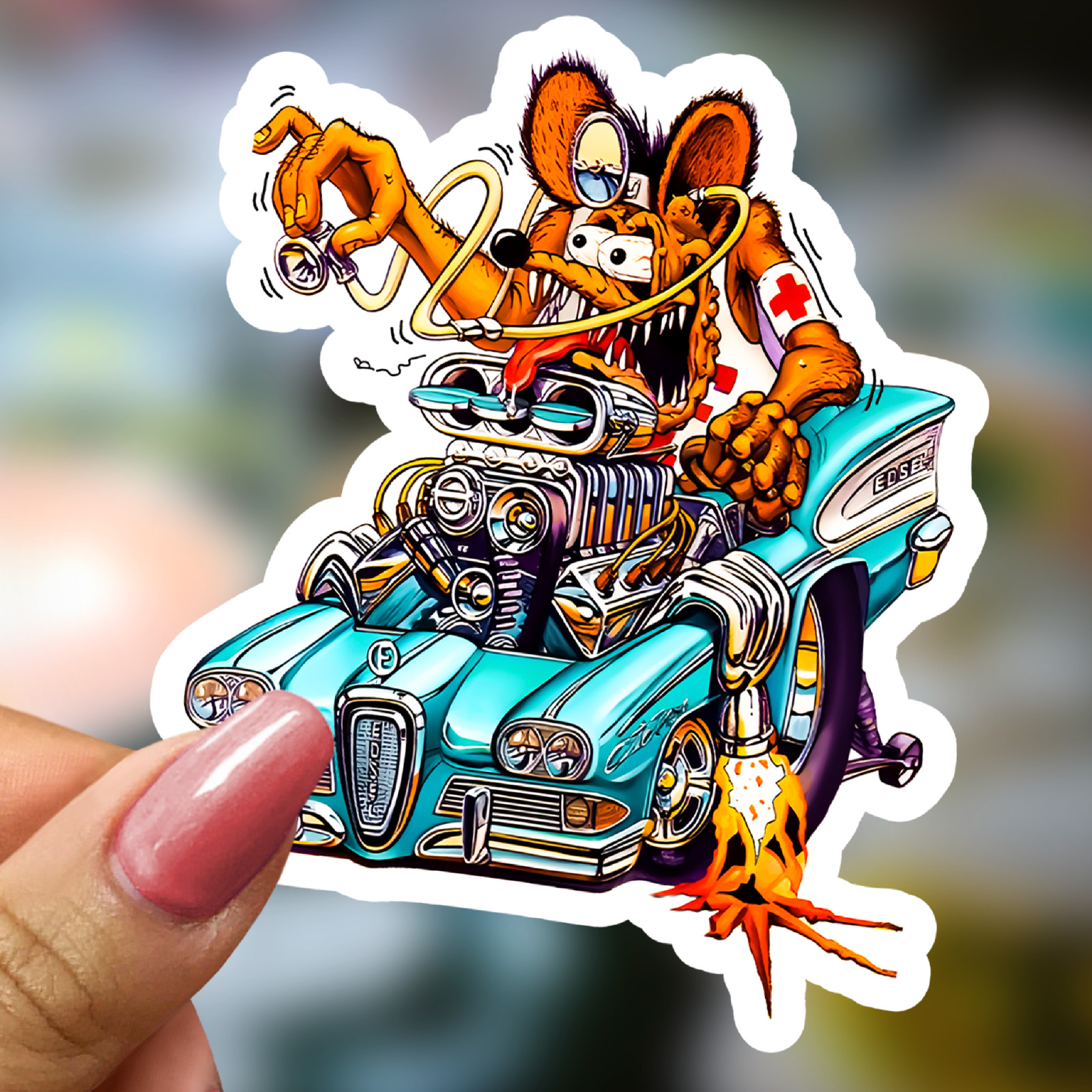 50pcs Rat Fink Ed Roth Vinyl Decals Vintage Hot Rod Custom Sticker Set