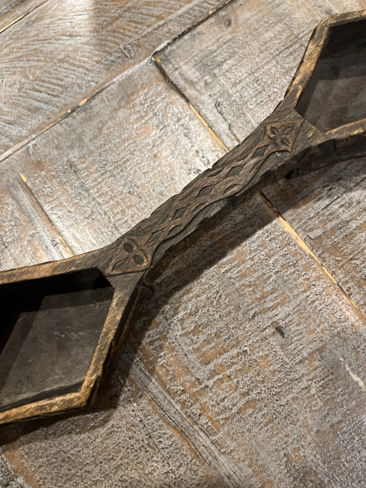 Antique Paiwan Noble Ceremonial Twin cup Linnak Hand Carve Taiwan Aboriginal 20”