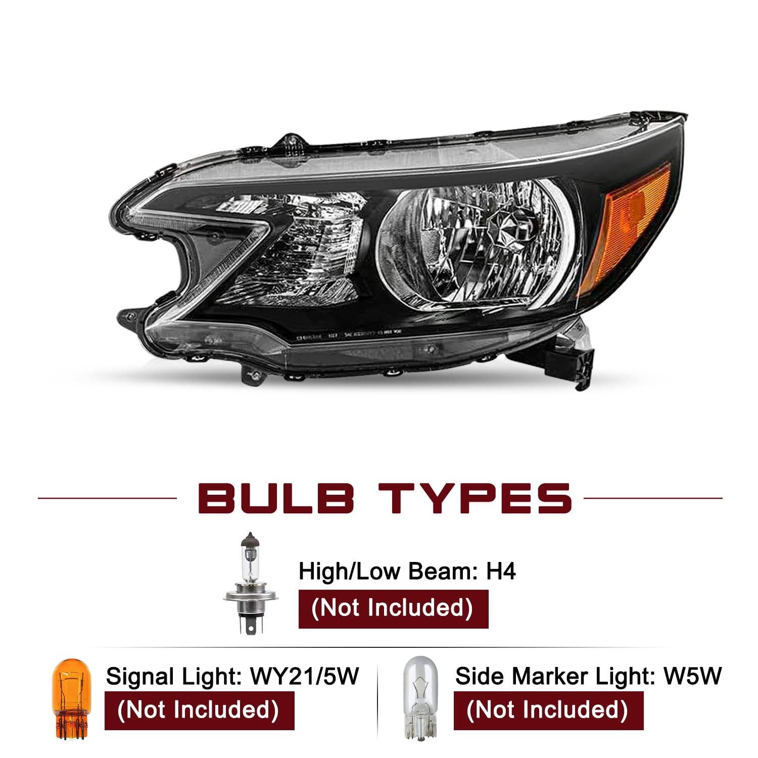 Headlight Assembly Replacement for 2012 2013 2014 Honda CR-V OE Style Headlamp