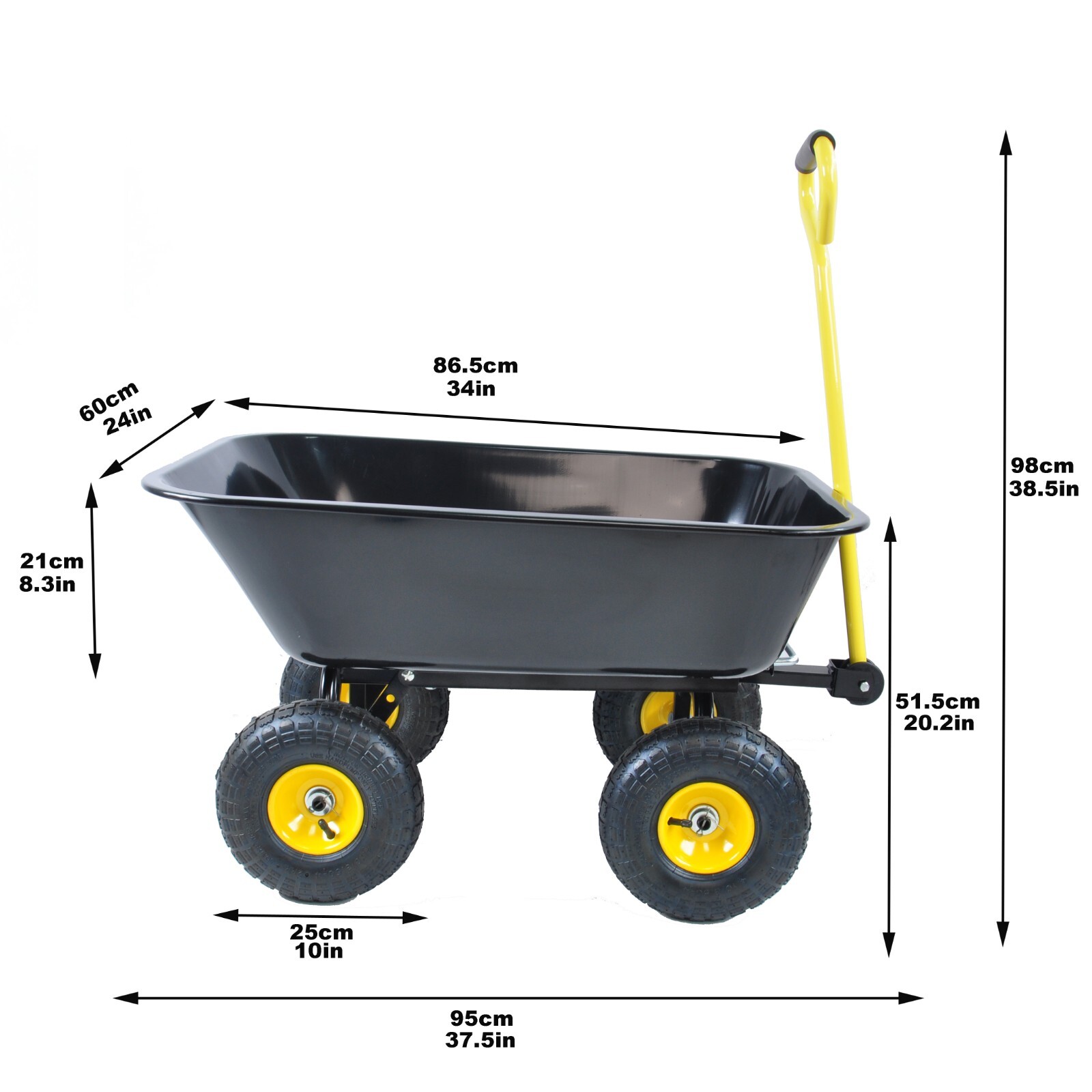 Wheelbarrow Heavy Duty Wagon Garden Cart Yard Dump Lawn Utility Outdoor Steel