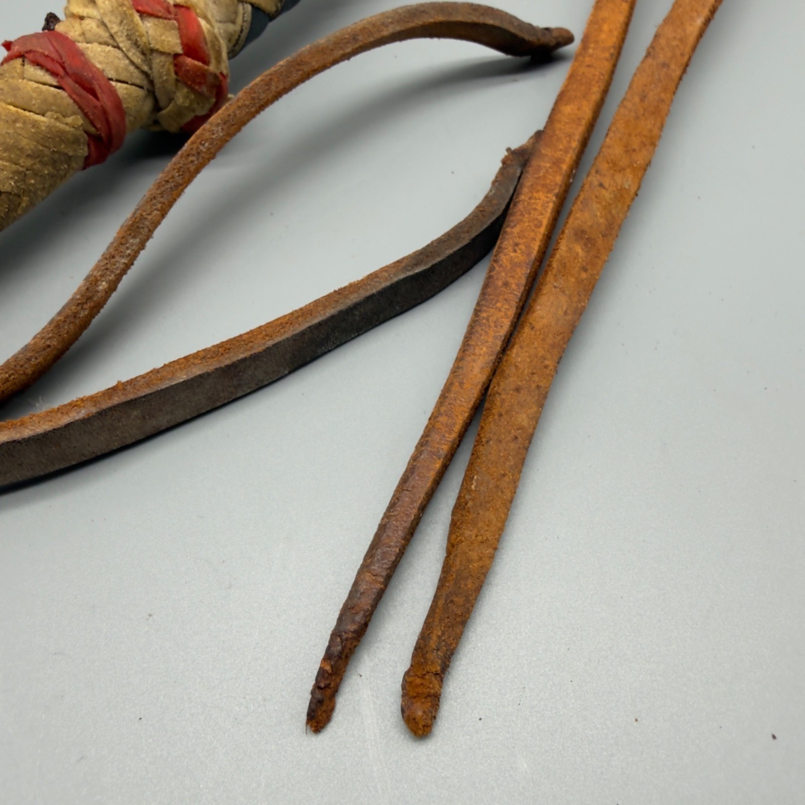 Vintage Western Leather Braided Horse Quirt Whip Cowboy Tack Rodeo Decor
