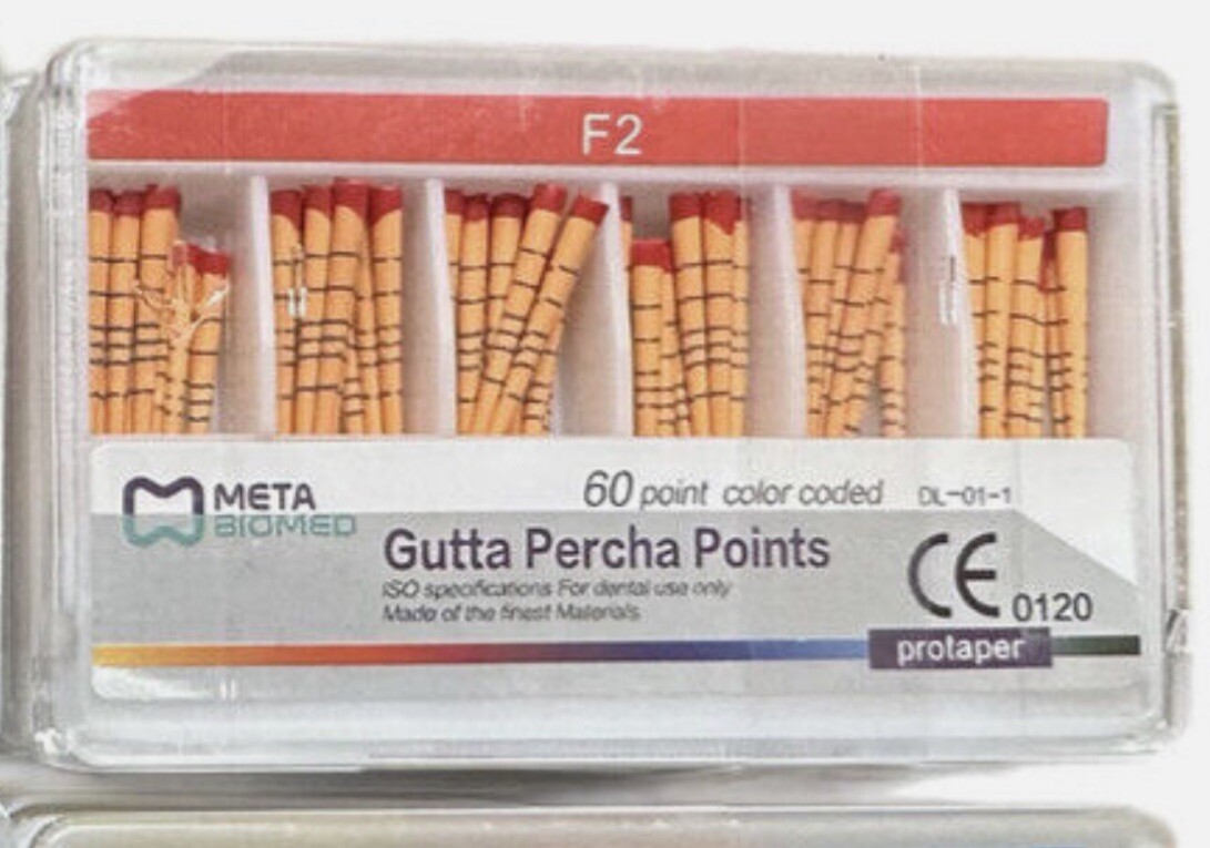 Meta Biomed Dental Gutta Percha F1, F2, F3, F4, F5 Length Marked Box 60/Pk