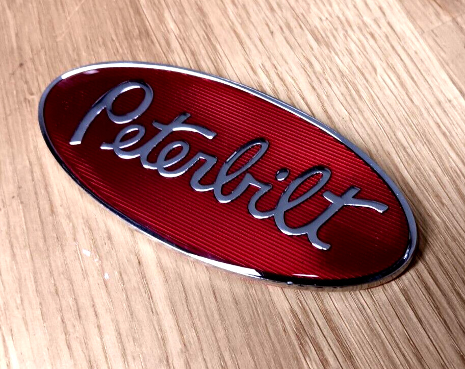 Peterbilt truck emblem chrome epoxy top metal 3.5 inches wide
