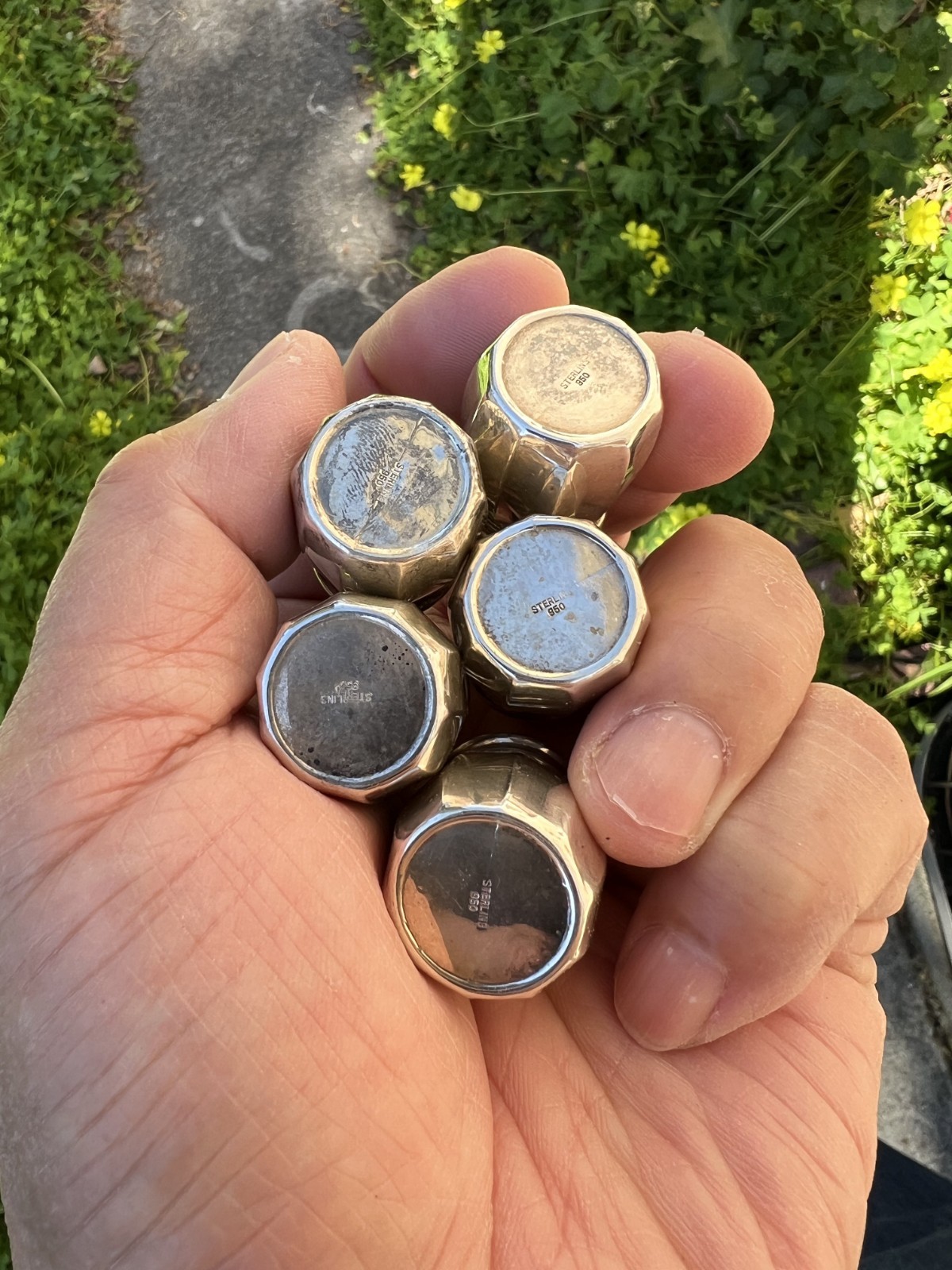 Set of 6 HIRATA & Co. Vintage Sterling Silver 950 Japanese Salt Shakers W/ Case