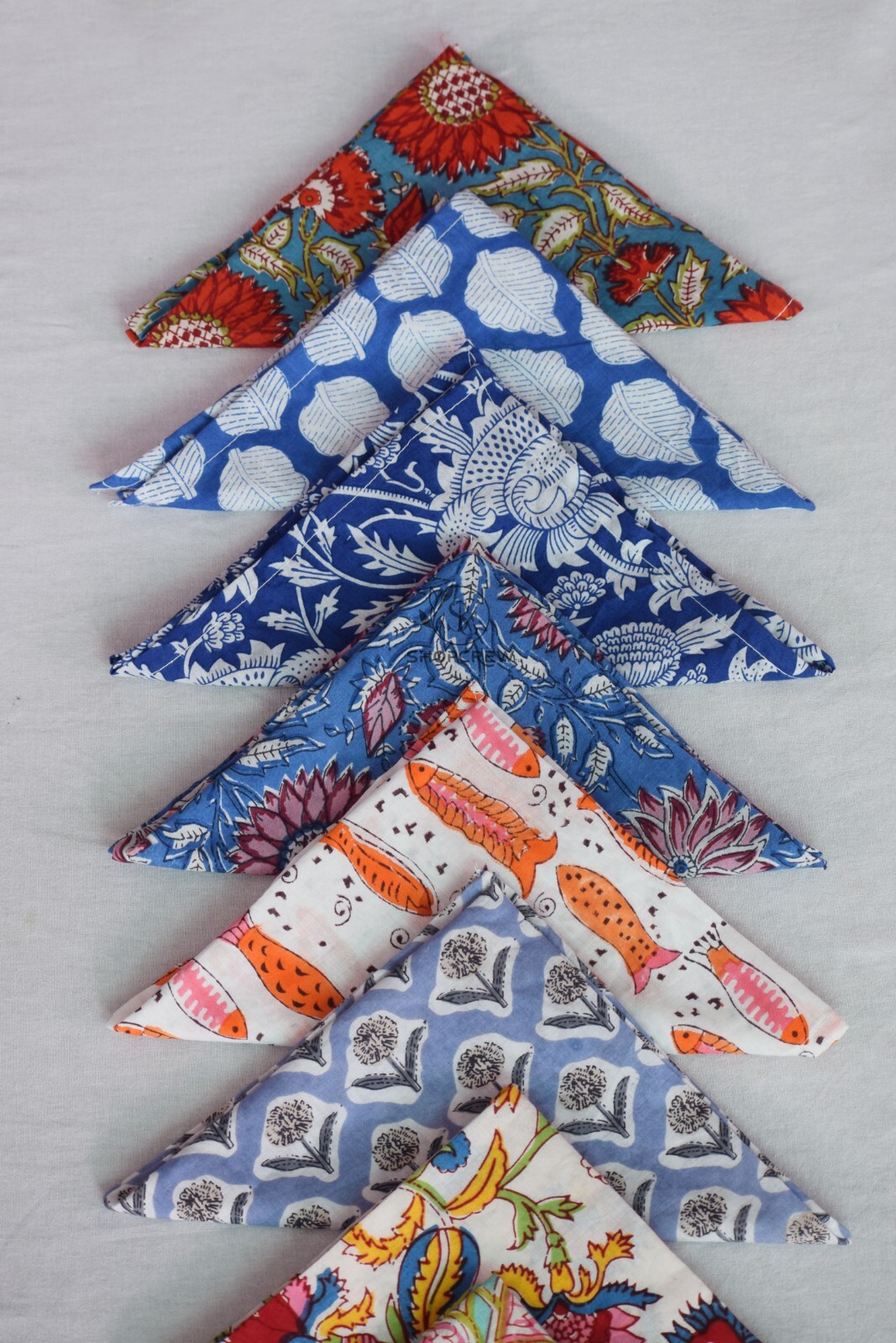 Assorted Cloth Napkins Set Hand Block Floral Printed Cotton Dinner Table Napkins