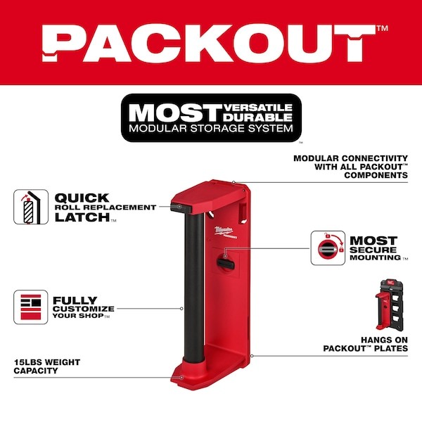 Milwaukee Tool 48-22-8337 Roll Holder For Packout Wall-Mounted Storage