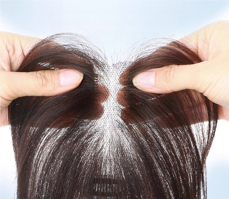 2.75"x4.3"Traceless 100%Human Hair Topper Cover Top Back Hairline Parting Line