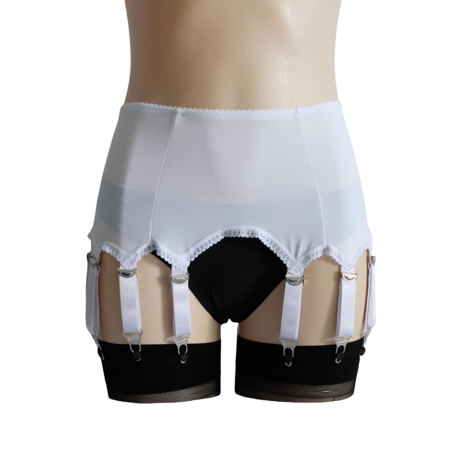 Luxallacki Classic Silky Satin 12 Straps Garter Belt Metal Clips Underwear