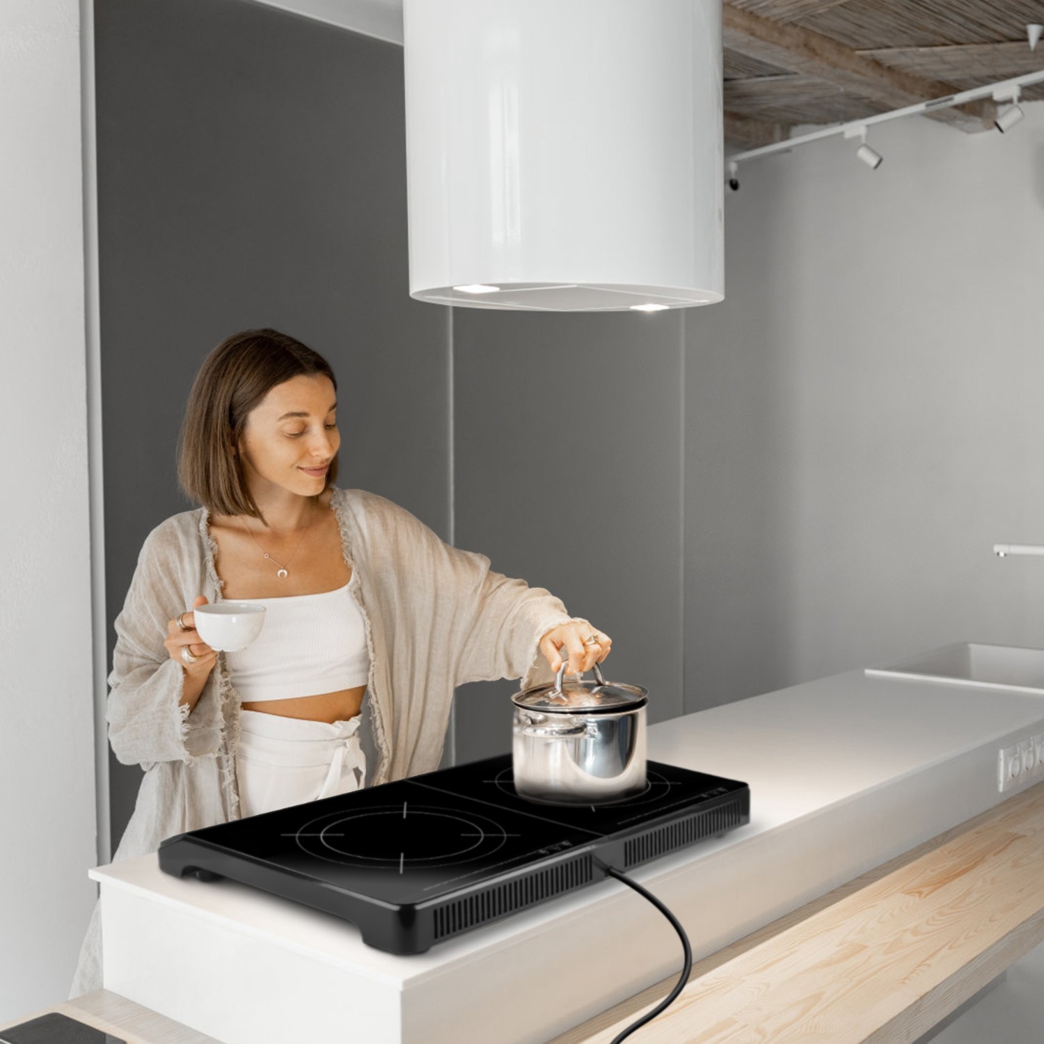 4000W Electric Dual Burner Induction Cooktop Double Induction Cooker Hot Plate