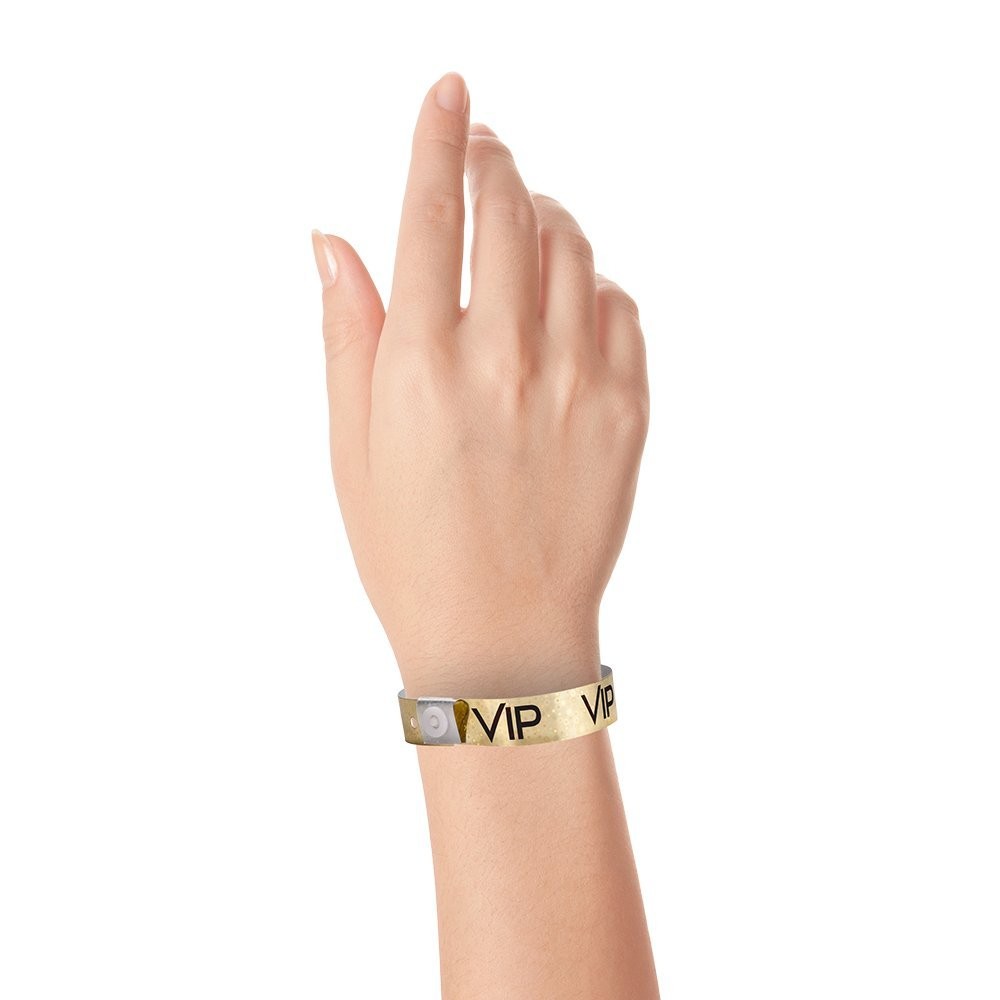100 WristCo Premium Holographic Gold VIP Plastic Secure Snap 100, Vip