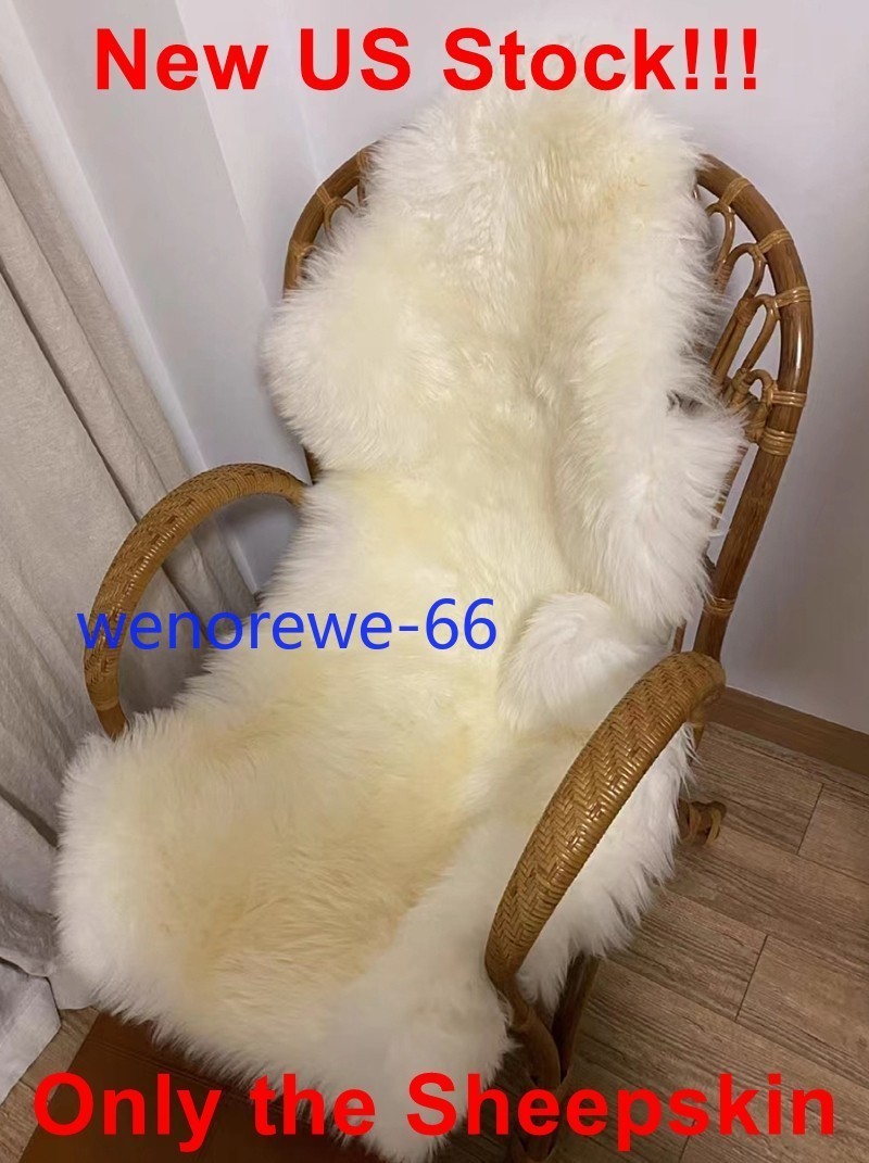 IN US!!! 100% Genuine Sheepskin Fluffy Fur Rug Windward Natural Soft Mat 24"*39"