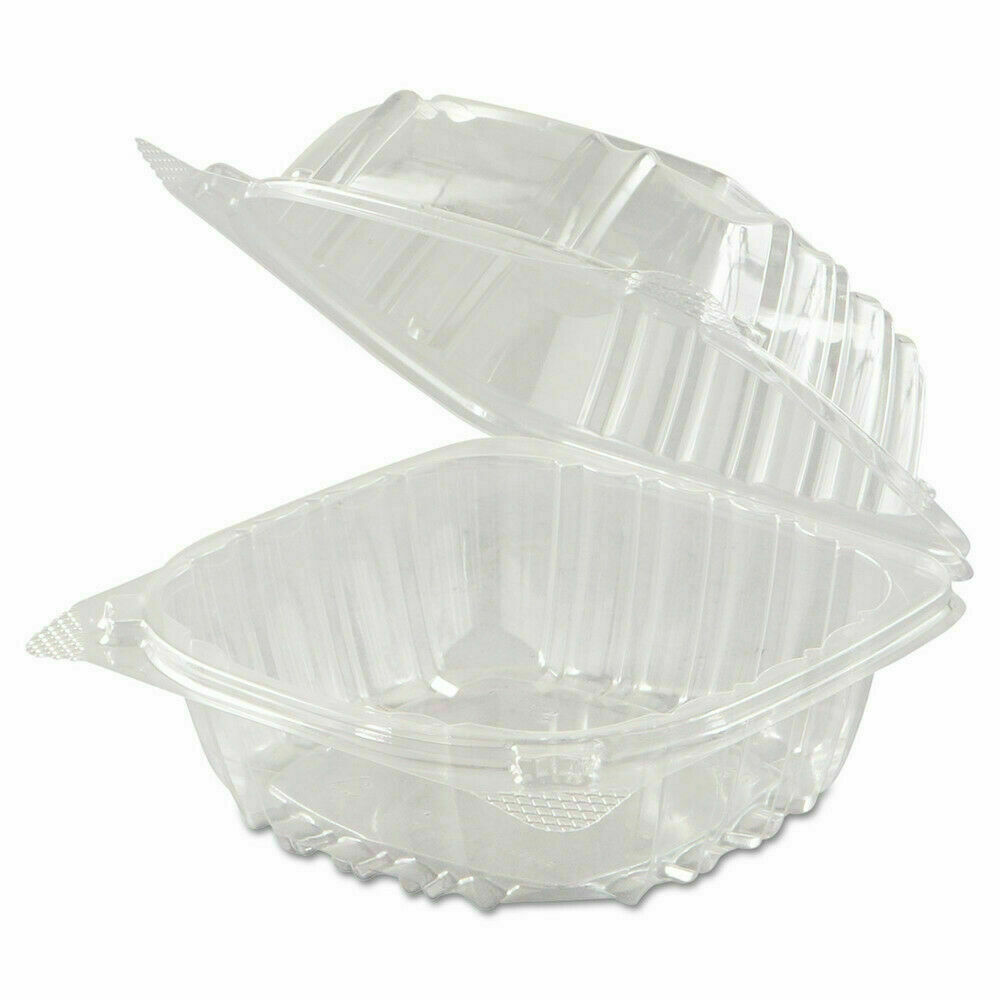 DART SOLO C57PST1 Clear Plastic Seal Hinged-Lid Food Containers 6 x 6"