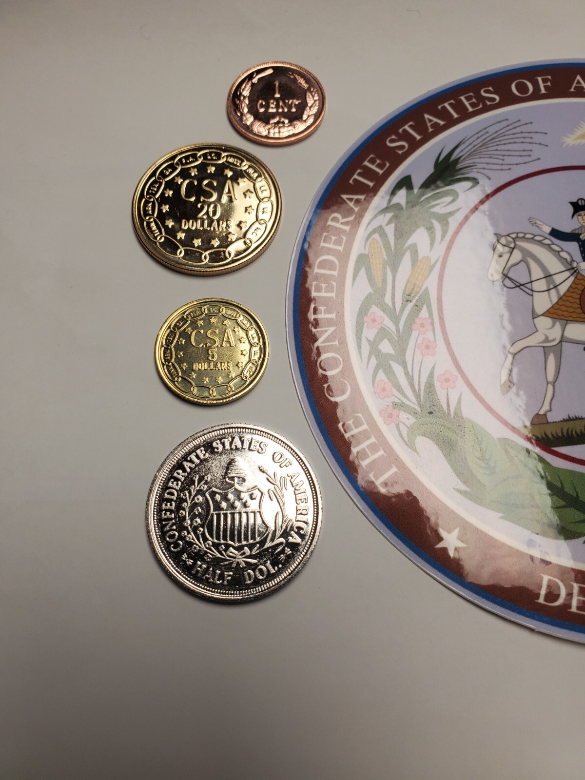 Seal of Confederate States of America C.S.A. 🇸🇴 HUGE 5" Decal & Coins