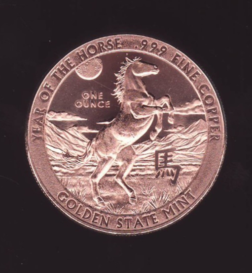 2026  YEAR OF THE  HORSE  1 oz. Copper Round Coin  NEW DESIGN