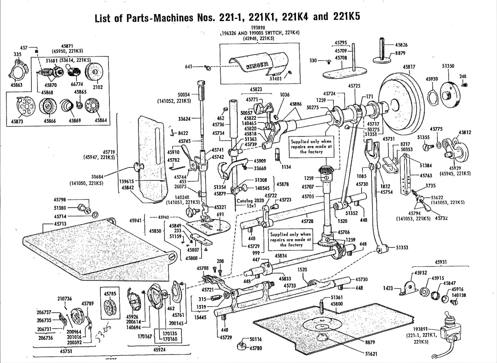 Singer Featherweight 221 Sewing Machine Dealer Repair Service Manual Feather
