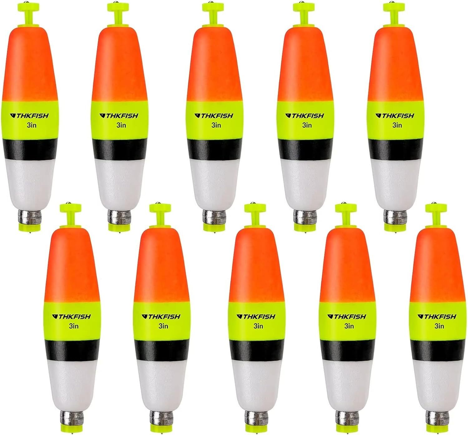 10-Pack Fishing Bobbers Floats 1.5/2/3in EVA Weighted Bobbers [Red/Green] Buoy