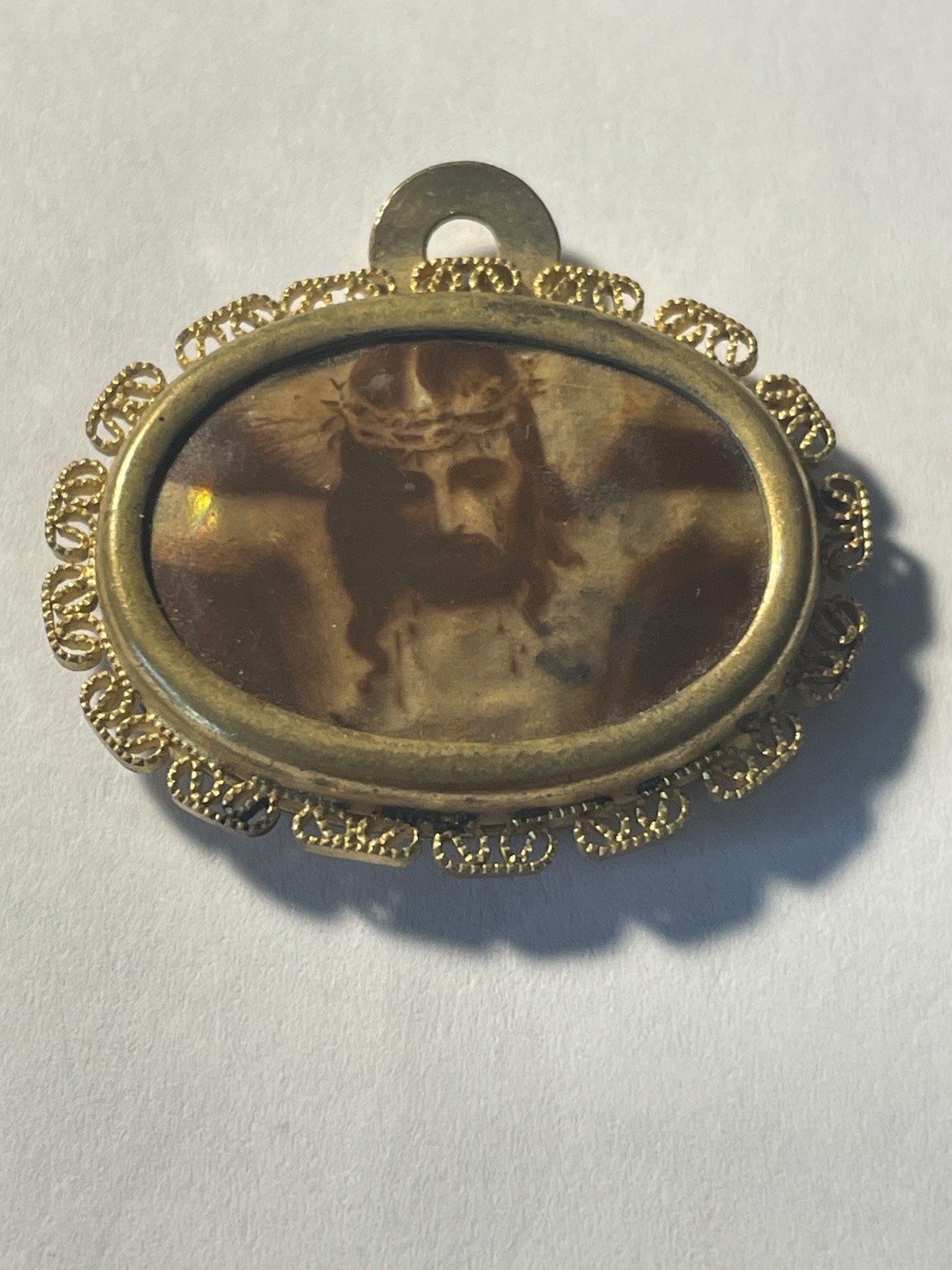 Antique Church Relic Holy Medallion Jesus Christ With Some Holy Land Soil
