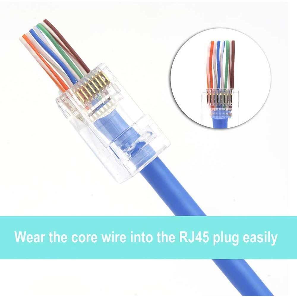 100pcs RJ45 Pass Through Modular Plug Network Cable Connector End 8P8C CAT6 CAT5
