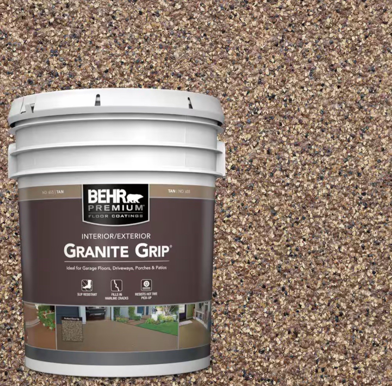 BEHR Premium Granite Grip Interior/Exterior Concrete Paint, Gray - 5 gal