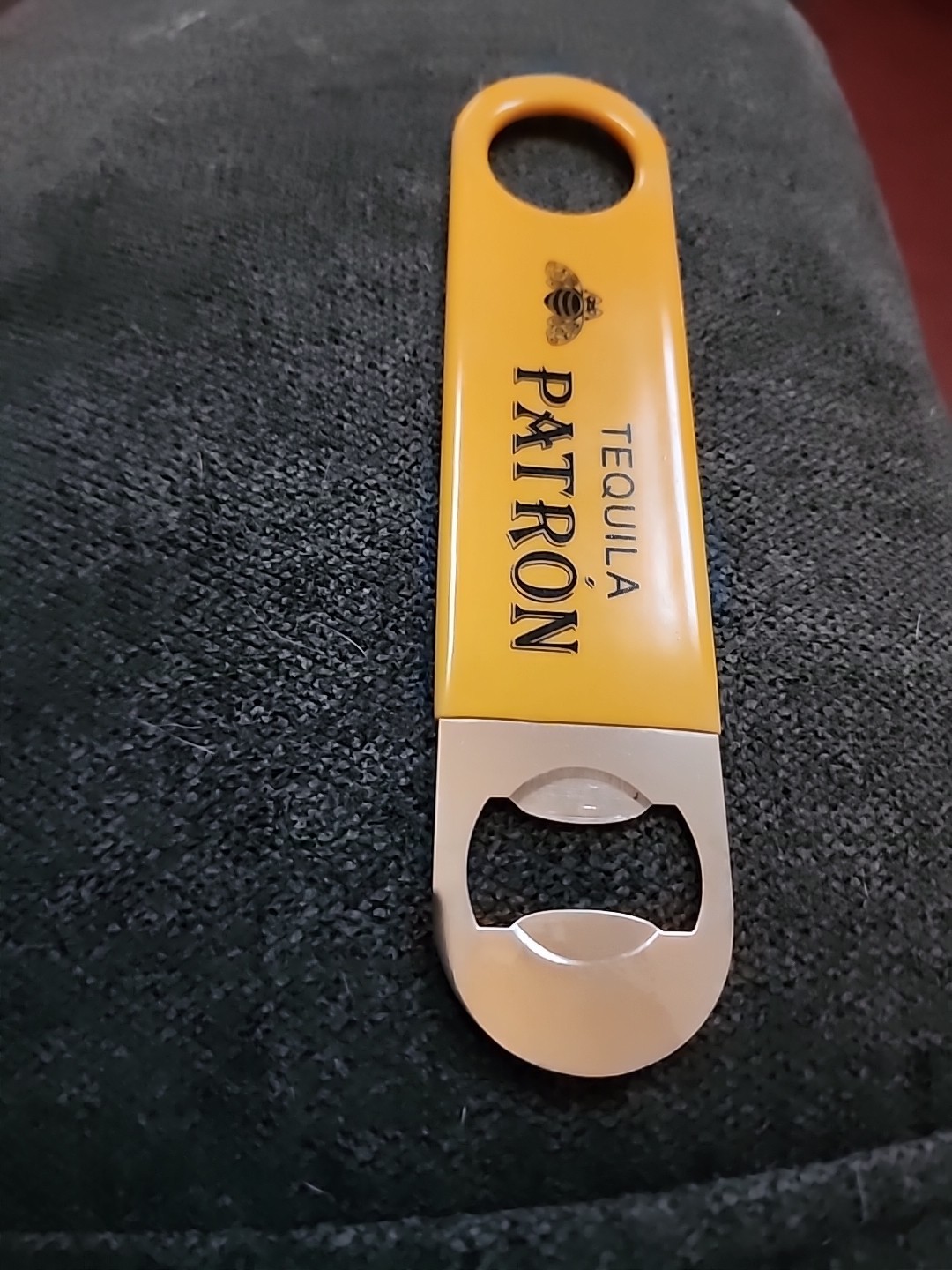 Patron Tequila Bottle Opener Yellow Rubber Vinyl Grip 7” Bartender Speed Tool