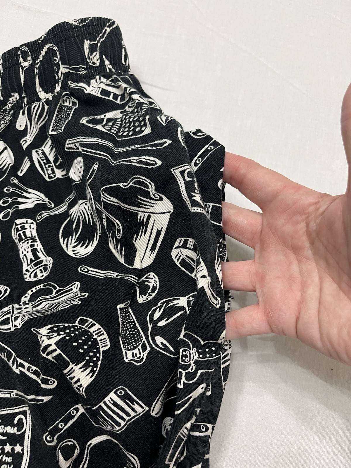 Vintage Happy Chef Utility Pants Black w/ Cooking Tools Size Medium w/ Pockets