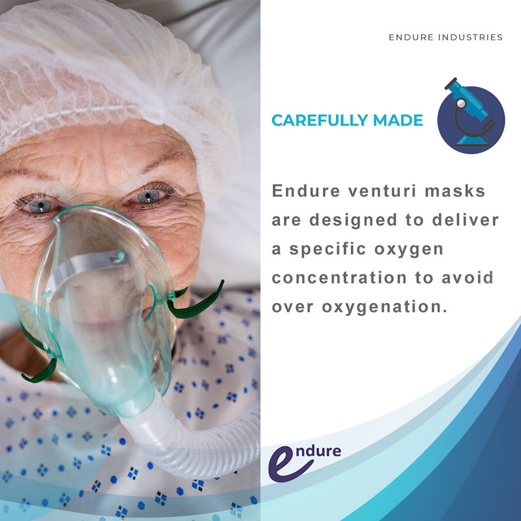 Endure Adjustable Adult Oxygen Venturi Mask with Accessories, Large Size