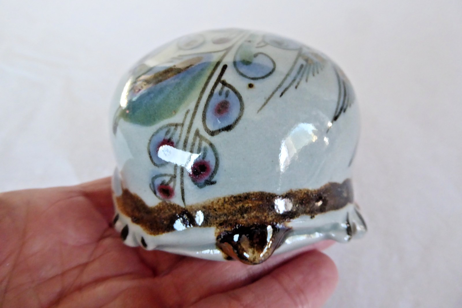 Fred & Barbara Meiers Vintage Hand Painted Ceramic Turtle Figurine Mexico KE 3.5