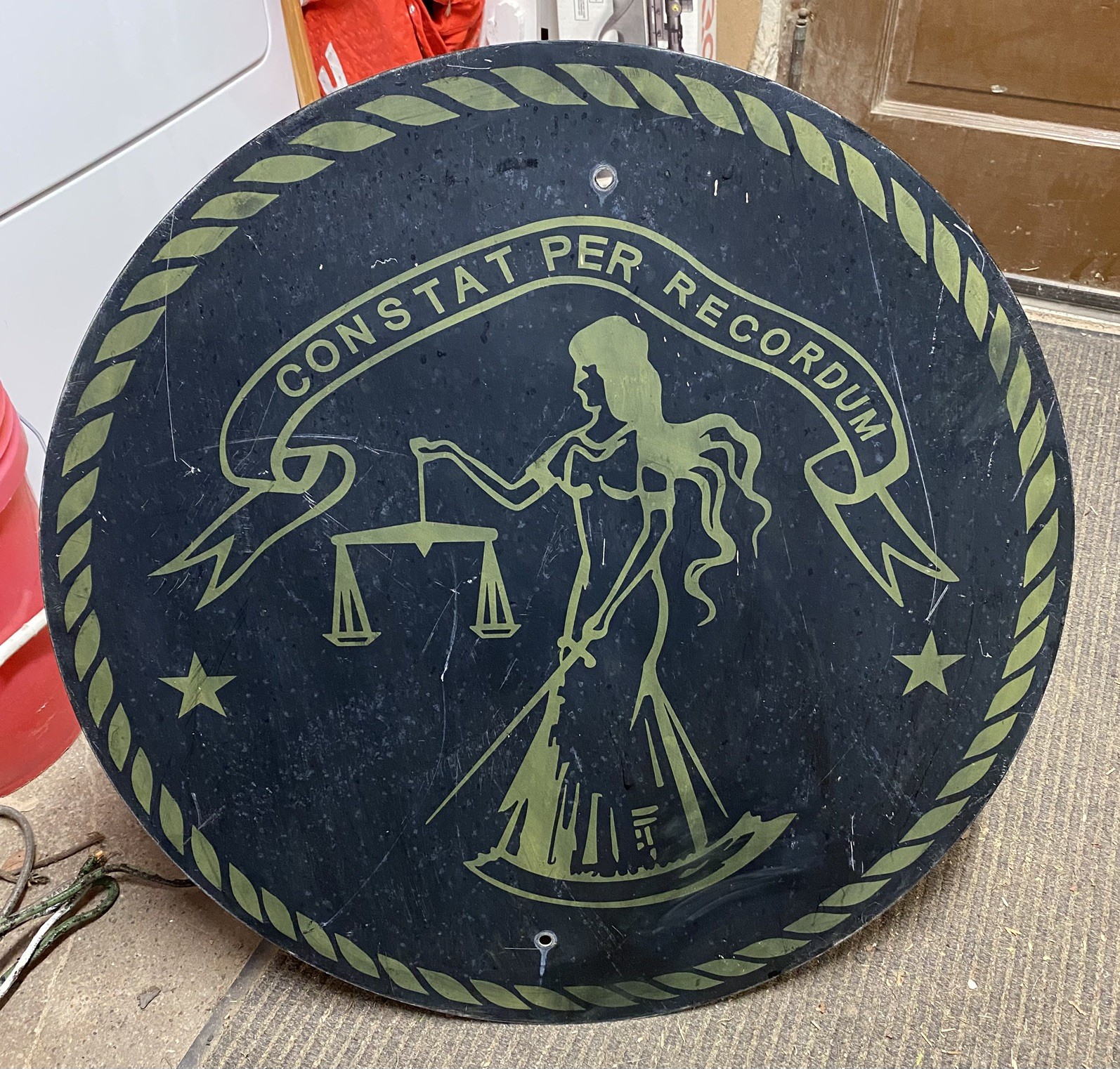 Authentic Retired Vintage 30x30 Constat Per Recordum Woman Road Sign Highway