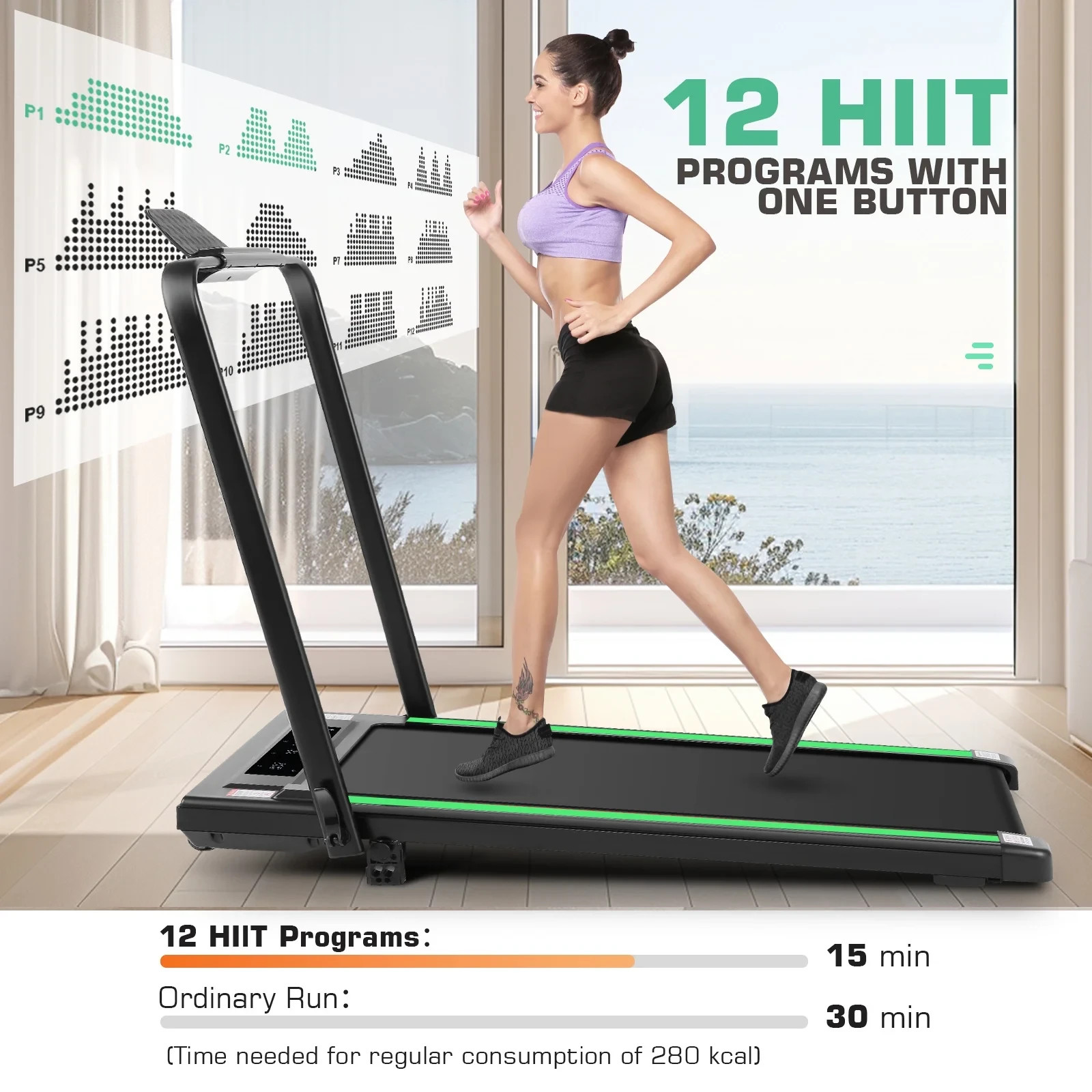 Indoor&Outdoor Treadmill 2.5HP Home&Gym Powerful Treadmill w/Wide Non-slip Belt$