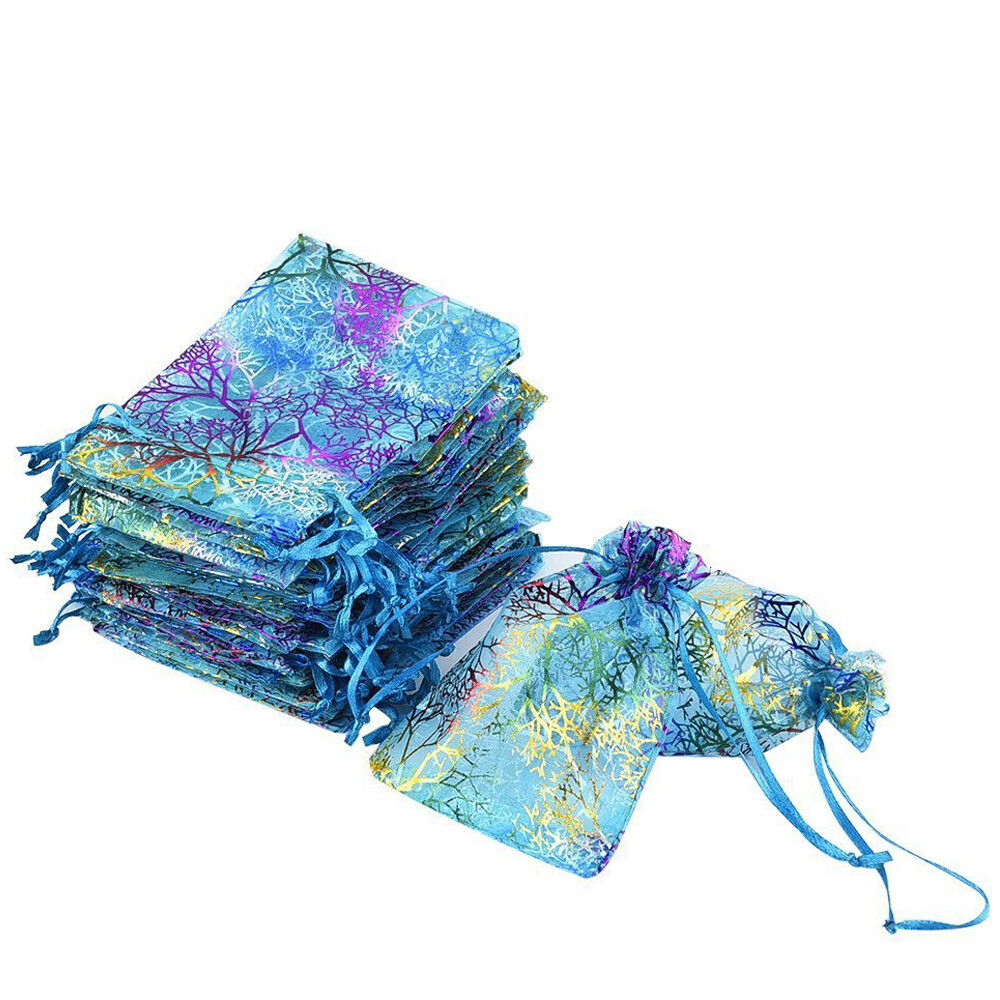 Sheer Coralline Organza Gift Bag Jewelry Pouches Party Wedding Favor 3"X4" Blue