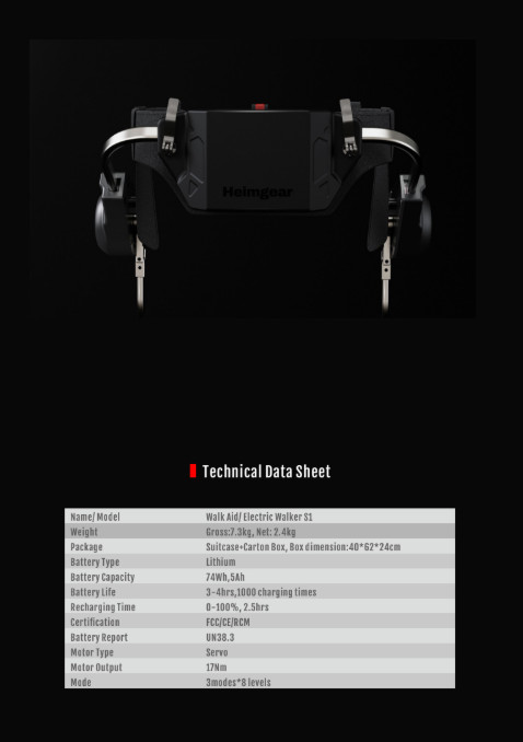 Robotic Legs S1 Electric Walker Walk Aid Exoskeleton Dual-Motor 17Nm Mobility AI