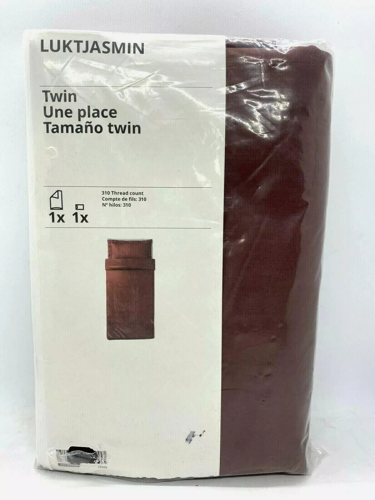 New Ikea LUKTJASMIN Twin Duvet cover + pillowcase, Red-Brown