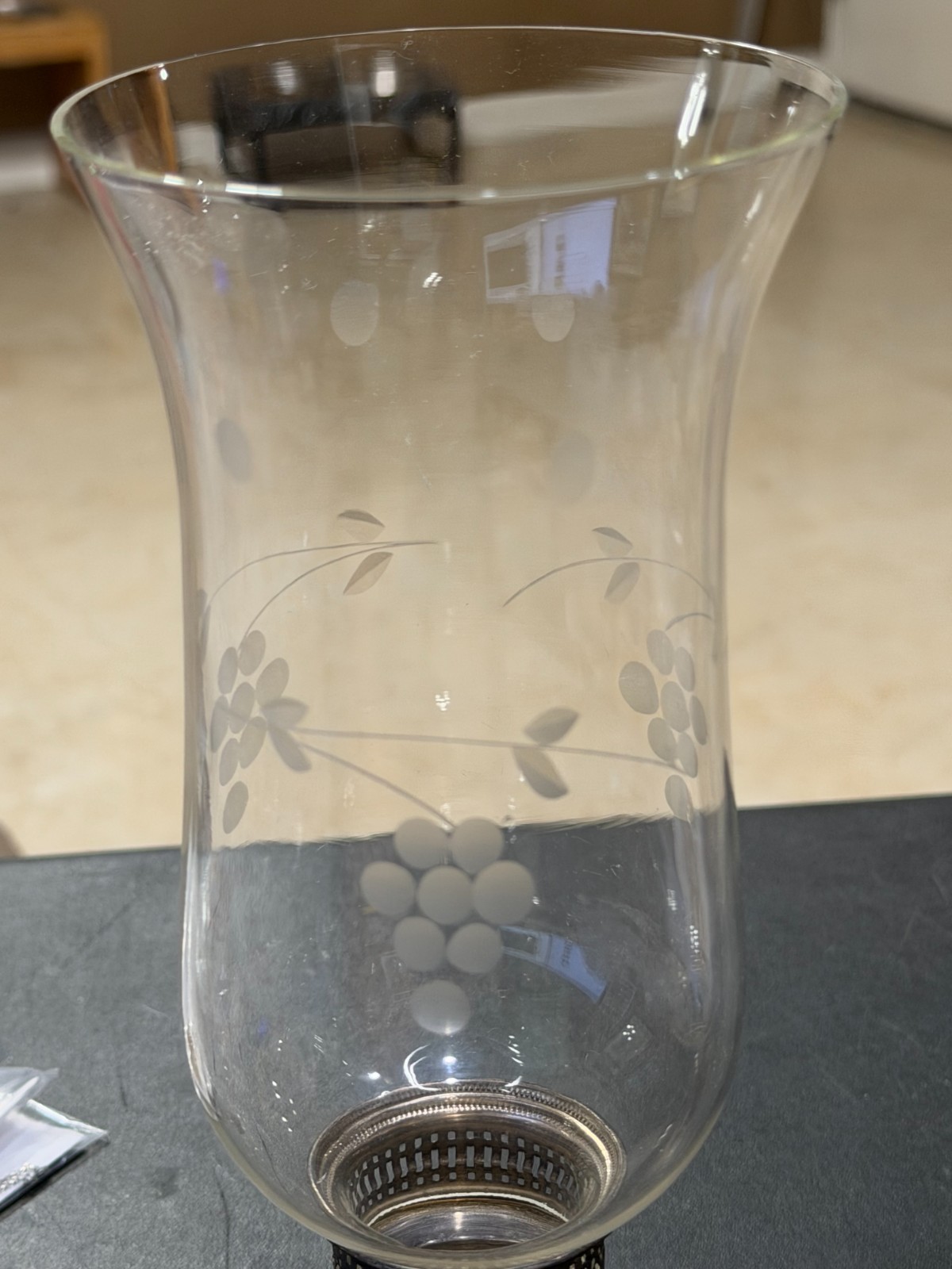 VTG Crosby sterling weighted hurricane etched candle holders set of 2 READ