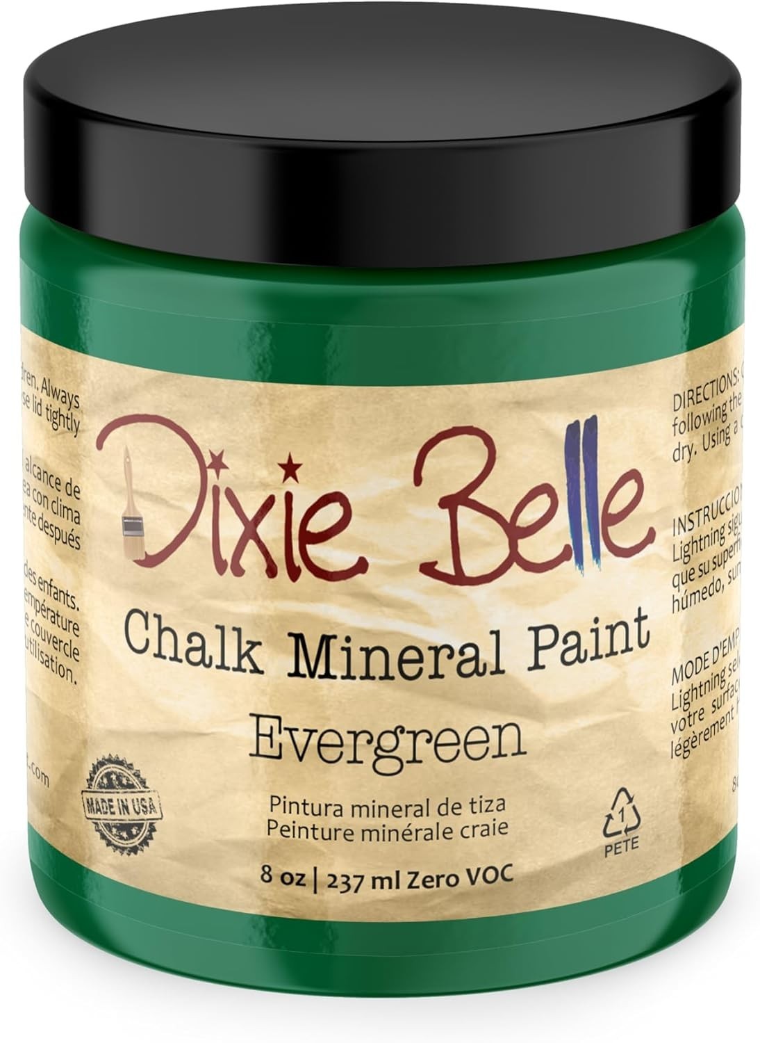 8oz Evergreen Chalk Mineral Paint - Fade Resistant Matte Finish for Furniture