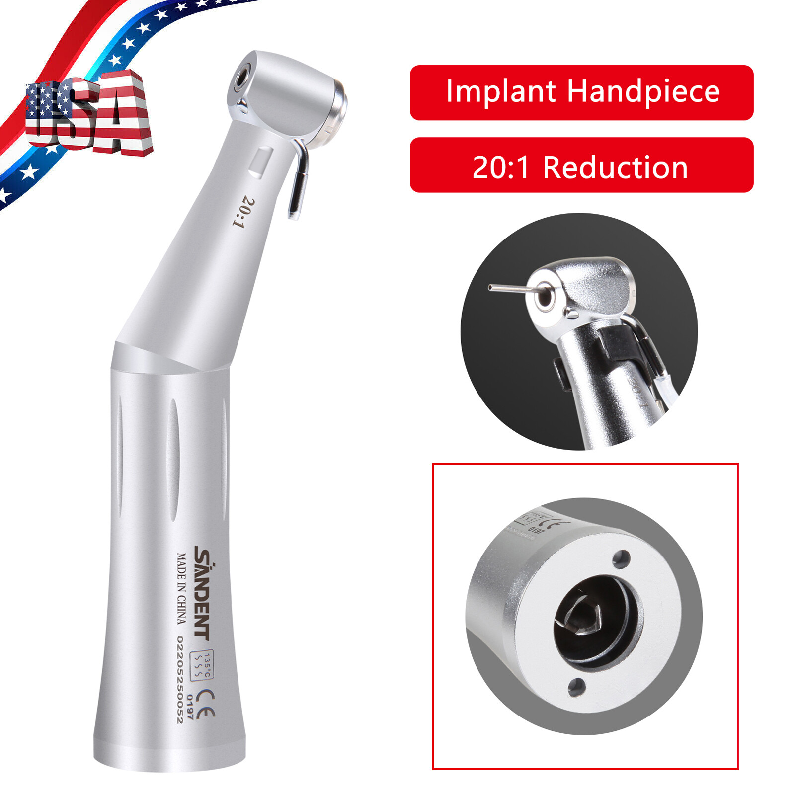 NSK Style SG20 Dental Implant 20:1 Contra Angle Push Button Surgical Handpiece S
