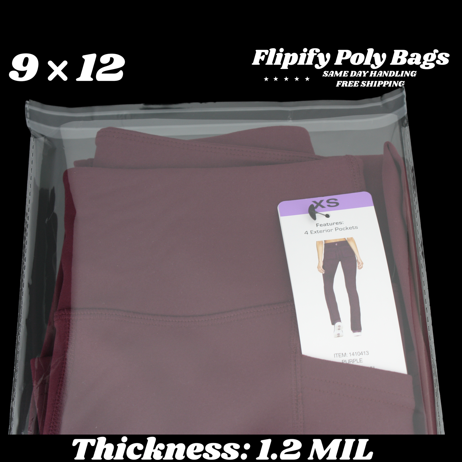 9x12 Clear Resealable T-Shirt/Apparel Self Seal Cello Lip Tape Poly Plastic bags